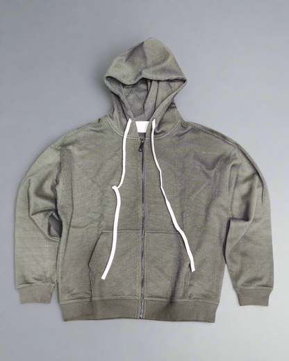 Zip hoodie ribbed grey