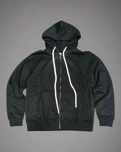 Zip hoodie effetto ribbed black