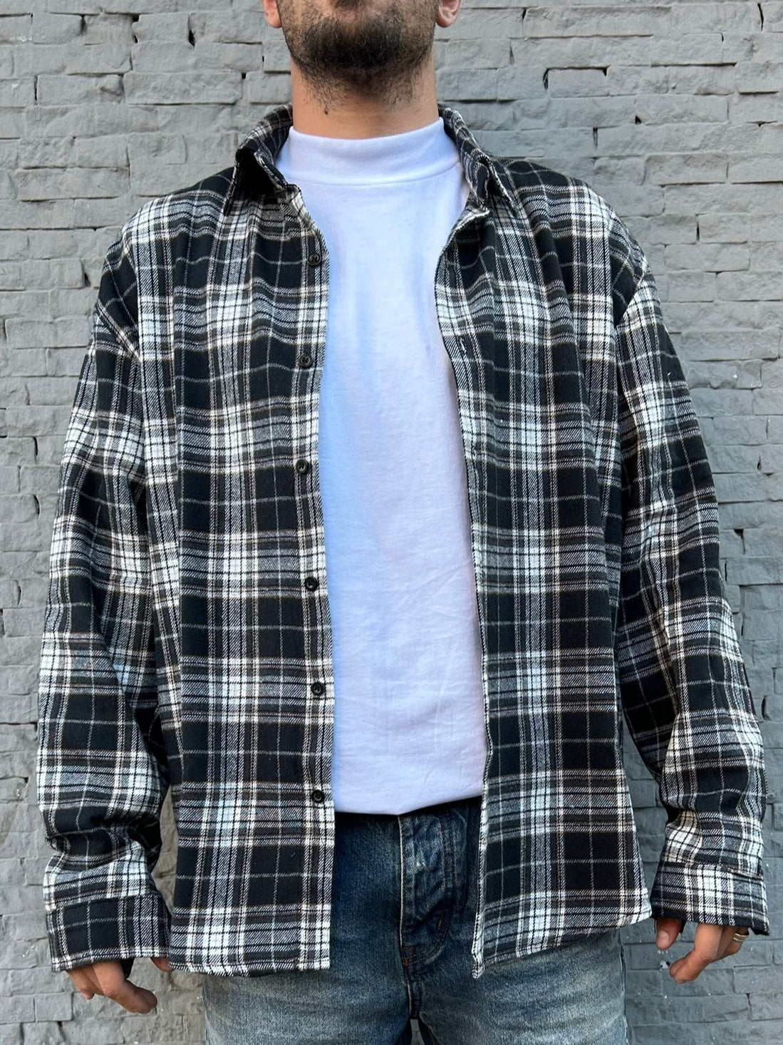 North Flannel black check