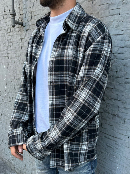 North Flannel black check